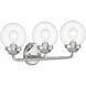 Knoll 3 Light 24 inch Chrome Vanity Light Wall Light
